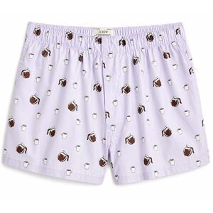 J.Crew Coffee Print Boxer Shorts Large Purple 100% Cotton NWT Pajama Shorts